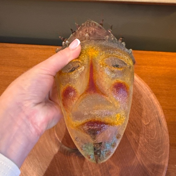 Diane Ferland Unsigned Glass Mask  10x6 Vintage Glass Collectible - Picture 3 of 10